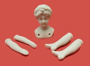 Antique Bisque Porcelain China Artist Repro dollhouse Doll Kit Head Arms Legs 海外 即決