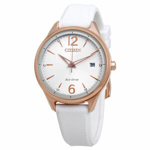 CITIZEN FE6103-00A CHANDLER ECO-DRIVE WHITE DIAL ROSE SILICONE BAND WOMENS WATCH 海外 即決