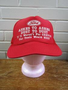 Vintage Ford Snapback Trucker Hat Anti-Chevy Joke Humor Automobile Slogan 海外 即決