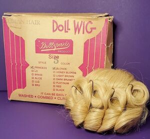 Doll Wig Human Hair-Blonde Princess-Size 5 for Antique Vintage Modern Dolls HTF 海外 即決