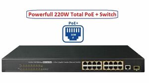 Brand New Lorex ACCLPS263B 16-Channel PoE + Switch 220W Total & up to 30W/Port 海外 即決