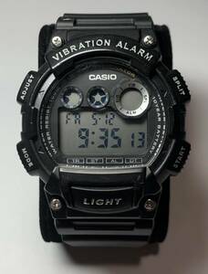 Casio W-735H-1AV Black Mens Quartz W735H Watch 3416 Movement Vibration Alarm 海外 即決