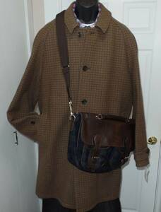 NEW Brooks Brothers Trench Rain Coat Wool Tweed Overcoat 48R Plaid Balmacaan 海外 即決