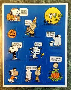 Vintage 80s Hallmark PEANUTS Halloween Sticker Sheet SNOOPY Charlie Brown Rare 海外 即決