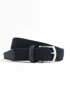 Navy Tubular Braided Stretch Cotton Belt 海外 即決