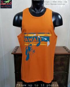 Gecko Hawaii Vintage Orange Graphic Islands Tank Top Men's Happy Shirts Sz L NWD 海外 即決