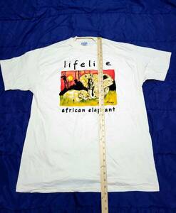 Lifeline African Elephant Men's Single Stitch Vintage T Shirt Size XL 海外 即決