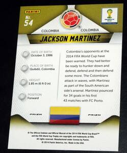 2014 Prizm World Cup Jackson Martinez Silver Refractor Prizms Colombia 海外 即決