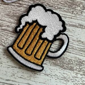 【ワッペン1枚】生ビール★刺繍アイロンワッペン☆入園入学新学期準備にアップリケ 酒 飲み会 ジョッキ乾杯