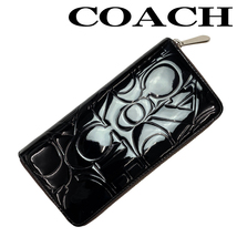 【中古】【非常に良い】COACH 長財布 ブランド コーチ ジップ 小銭入れあり ブラック r-coach-w-0064-07_画像1