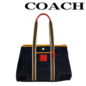 【中古】【非常に良い】COACH トートバッグ ブランド コーチ ブラック×ブラウン 鞄 r-coach-b-0078-09