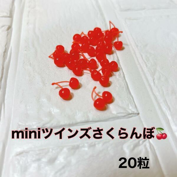 miniツインさくらんぼ20個 デコ ミニチュア フェイクフルーツ ホイップ　食品サンプル