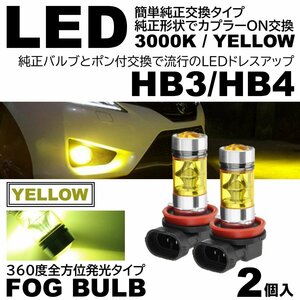 高輝度 LEDフォグ 20SMD プロジェクター 3000K 12V HB3/HB4 黄色 LEDフォグランプ 2個SET イエローフォグ