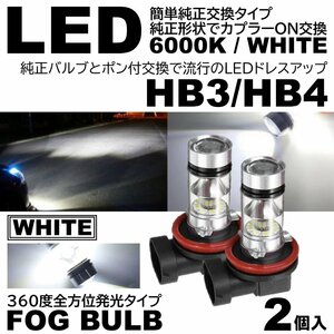 高輝度 LEDフォグ 20SMD プロジェクター 6000K 12V HB3/HB4 白色 LEDフォグランプ 2個SET