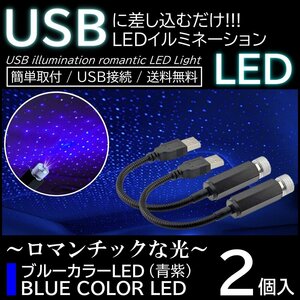 2個 LED イルミネーションライト 天の川ライト USB給電 ネオン 複数発光 星空投射 雰囲気 車内装飾 高輝度