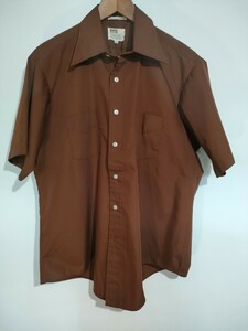60s 70s モンゴメリーワード　半袖ブロードシャツ ポリコットン L