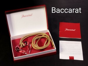 ★極美品 バカラ Baccarat ネックレス クリスタル ガラス クリア ハート くり抜き ドット柄 アクセサリー 箱付き ベージュ 紐 ペンダント