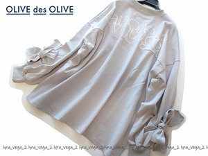 ●新品OLIVE des OLIVE 袖リボンルーズカットソー/BL/オリーブデオリーブ●