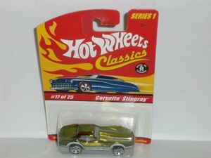 ΔHotWheels Classics 1-17 Corvette Stingray 黄