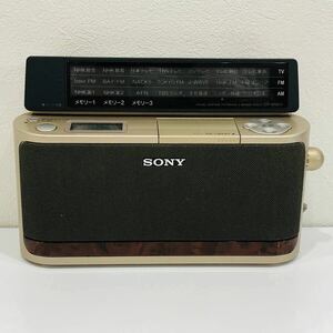 ●ソニー ICF-A100V シンセサイザーラジオ SONY ゴールド TV(1ch-12ch)/FM/AMラジオ 地域カード式 ポータブル S3068