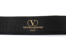 E17227 美品 VALENTINO GARAVANI ヴァレンティノ ガラヴァーニ レザー ベルト Vバックル メンズ ブラック 黒 シルバー×ゴールドバックル_画像6