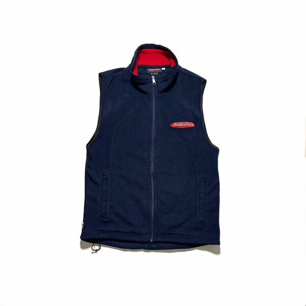 budweiser sports fleece vest logos navy