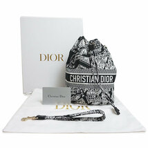 （新品・未使用品）クリスチャンディオール Christian Dior プラン ドゥ パリ 巾着 トラベル ポーチ ナイロン レザー ブラック ホワイト 黒_画像2