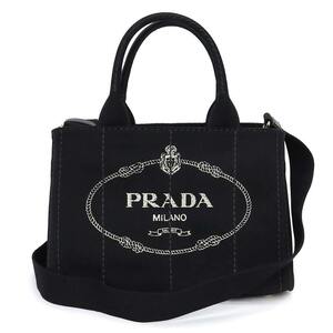 （未使用保管品）プラダ PRADA カナパ 2way ショルダー ハンドバッグ 斜め掛け キャンバス NERO ネロ ブラック 黒 ゴールド金具 1BG439