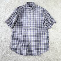 【UNIQLO】ユニクロ カジュアルシャツ 半袖 チェック柄 ゆったり メンズ M 綿100% 大きめ ブルー 青 ネルシャ オーバーサイズ Rstore45074_画像1