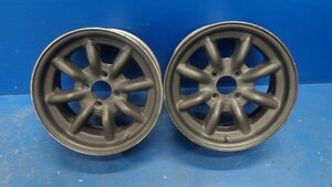 中古 ワタナベ エイトスポーク 競技車用 実測 14x7J 4H 100 14インチ アルミホイール 2本セット (棚297-901)