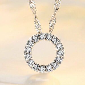 [ new work arrival!! free shipping!! now only 1 jpy start!! limitated production ] brilliant Circle pave pendant necklace 