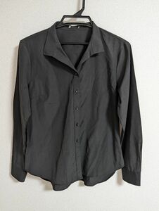 長袖シャツ シャツ 長袖 開襟 ブラック ブラウス　シャツ　ワイシャツ　カッターシャツ　長袖　黒シャツ