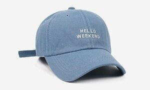 新品★デザインキャップ　HELLO WEEKEND ライトブルー★特価　