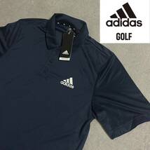 送料360円 Mサイズ 新品 adidas GOLF ポロシャツ 半袖 AEROREADY メンズ アディダスゴルフ ゴルフウェア 吸汗速乾 ネイビー 紺色 春夏_画像1