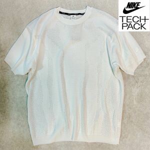 送料360円! Lサイズ 新品 NIKE TECH PACK Tシャツ 半袖 夏 カットソー テックパック サマー ニット 刺繍 ホワイト 白 トップス 正規品 