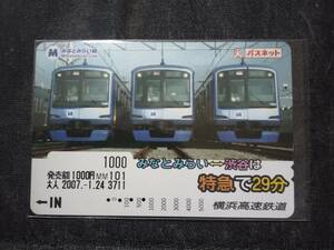 【 使用済 】パスネット 横浜高速鉄道 みなとみらい～渋谷は特急で29分 車両並び