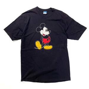 90s 80s Mickey Mouse ミッキーマウス Disney ディズニー アメリカ製 ビンテージ usa old オフィシャル XL プリントt Tシャツ tee 黒 古着 