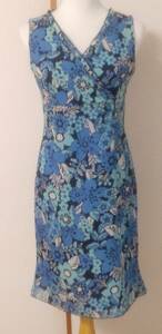  beautiful goods And A retro floral print no sleeve One-piece blue size 2