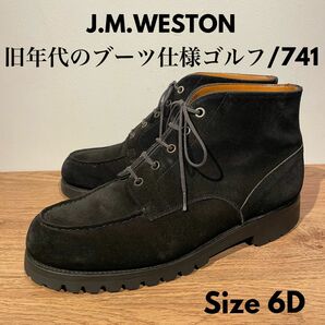 JMウエストン ブーツ ゴルフ 741 スエード 黒 6D ビンテージ 革靴 J.M.WESTON ウェストン 