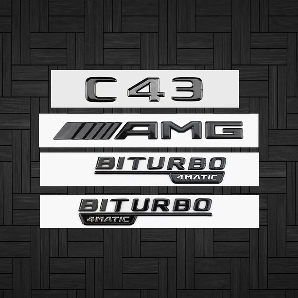 高品質版 ベンツ AMG リア サイド エンブレム C43 black 4点セット ｜ 新品・未使用