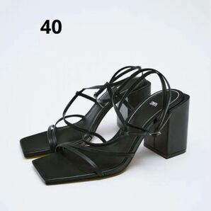 ZARA スクエアヒールストラップサンダル 40