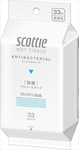 まとめ得 スコッティ ウェットティシュー 除菌 アルコールタイプ 33枚 ウェットティッシュ x [10個] /h