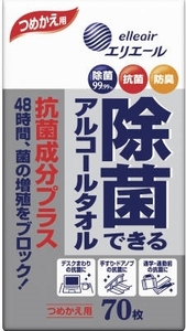 まとめ得 エリエール除菌できるアルコールタオル抗菌成分プラスつめかえ用７０枚 ウェットティッシュ x [8個] /h