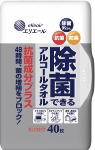 まとめ得 エリエール除菌できるアルコールタオル抗菌成分プラスボックス本体４０枚 ウェットティッシュ x [15個] /h