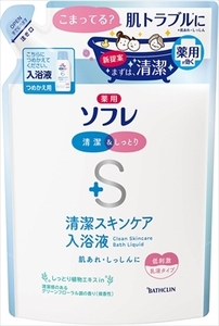 まとめ得 薬用ソフレ 清潔スキンケア入浴液 つめかえ用６００ｍｌ バスクリン 入浴剤 x [6個] /h