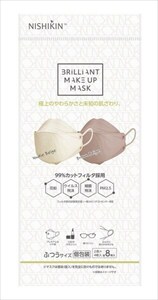 NISHIKIN メイクアップマスク02 ふつうサイズ Nudie Beige/Brown Beige 個包装 8枚入 （各4枚×2色）×15個