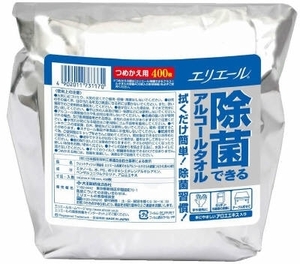 まとめ得 エリエール除菌できるアルコールタオル大容量つめかえ用４００枚 大王製紙 ウェットティッシュ x [5個] /h