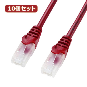 10個セットサンワサプライ ツメ折れ防止CAT5eLANケーブル 7m レッド LA-Y5TS-07RX10 /l