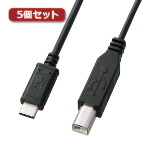 まとめ得 【5本セット】 サンワサプライ USB2.0 Type-C-Bケーブル 1m ブラック KU-CB10X5 x [2個] /l