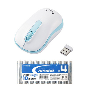  Elecom wireless mouse / optics type /M size / anti-bacterial / blue + alkaline battery single 4 shape 10ps.@ pack set M-DY11DRSKBU+HDLR03/1.5V10P /l